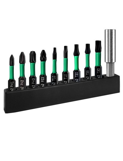 Drill Screwdriver Bit Set, 10 PCS S2 Steel Drill Bit Set, Magnetic Tips for Impact Driver with PH, PZ & Star Head Tips, 1/4" Hex Shank for Power Tools, Home Projects & DIY