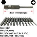 Phillips Cross Screwdriver Bits, 12Pcs 1/4 Hex Shank Magnetic Cross Phillips Screw Head Screwdriver Bits Electric Screwdriver Set Power Tools | 2 inch length - Image 2