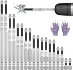 18Pcs High Magnetic Screwdriver Drill Bit Set, Impact Resistant Non Slip Bit, Strong Magnetic Durability Screwdriver Bits for Electric Screwdrivers Rusted Screws, 25 50 65 70 75 90 100 120 150mm