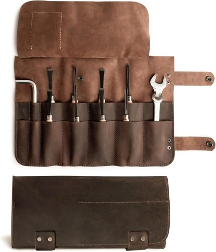 Full leather tool roll, 14 individual slots, convenient for barbers and beauticians to carry when on the go.