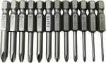 Phillips Cross Screwdriver Bits, 12Pcs 1/4 Hex Shank Magnetic Cross Phillips Screw Head Screwdriver Bits Electric Screwdriver Set Power Tools | 2 inch length